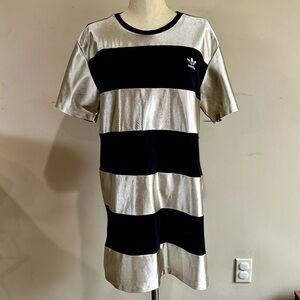 Adidas Black and Gold Striped T-Shirt Dress